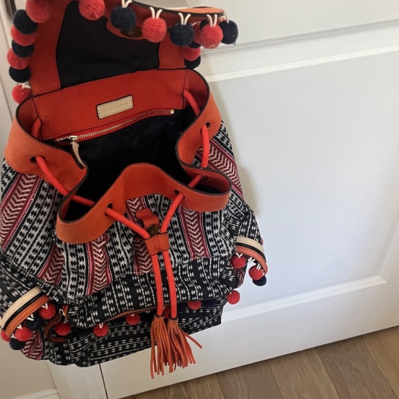 Tory Burch Black and Orange Patterned Backpack - Picture 5 of 7